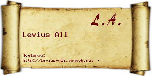Levius Ali névjegykártya